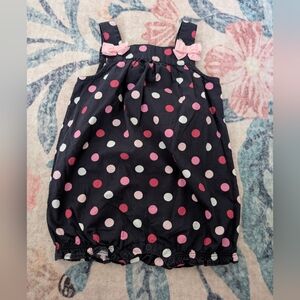 Gymboree Black and Pink Polka Dot Romper
